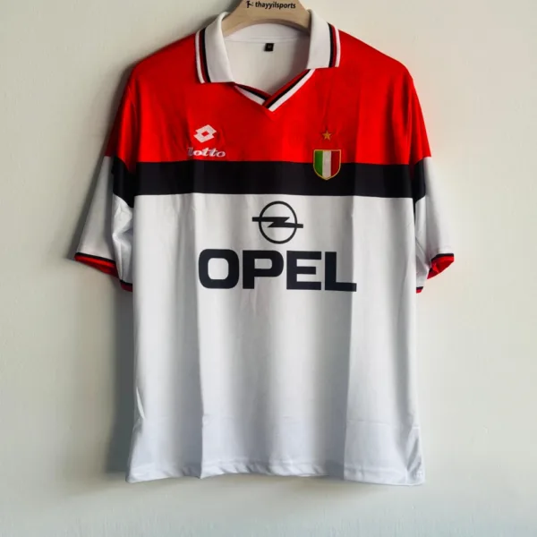 ACMILAN 1994-95 AWAY KIT MALDINI FIVESLEEVE POLO EMBROIDERY