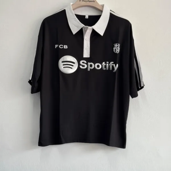 TSHIRT BARCELONA FIVESLEEVE POLO EMBROIDERY BLACK