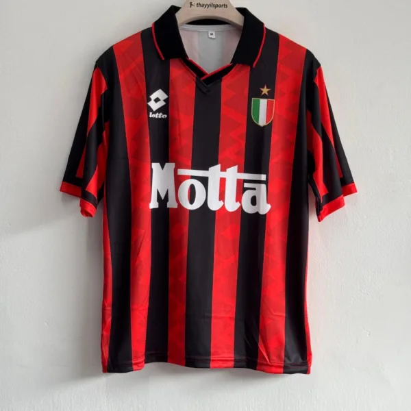 ACMILAN 1993-94 HOME KIT MALDINI FIVESLEEVE POLO