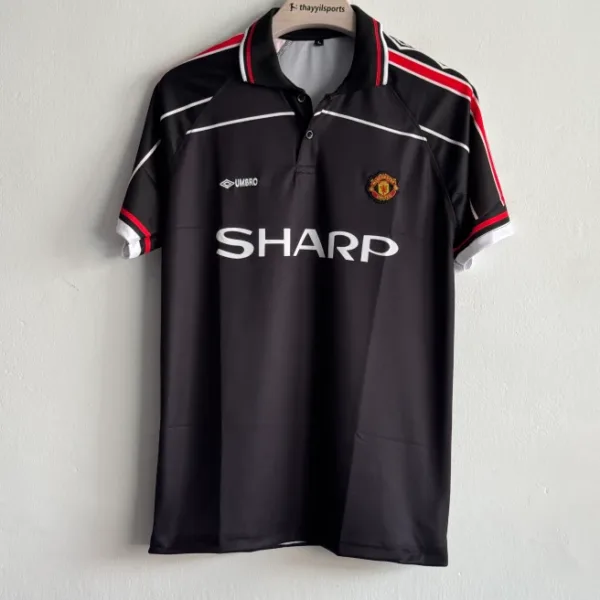MANCHESTER UNITED 1998 BLACK KIT BECKHAM POLO EMBROIDERY