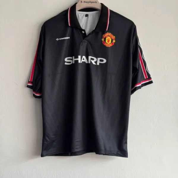 MANCHESTER UNITED 1998 BLACK BECKHAM FIVESLEEVE POLO