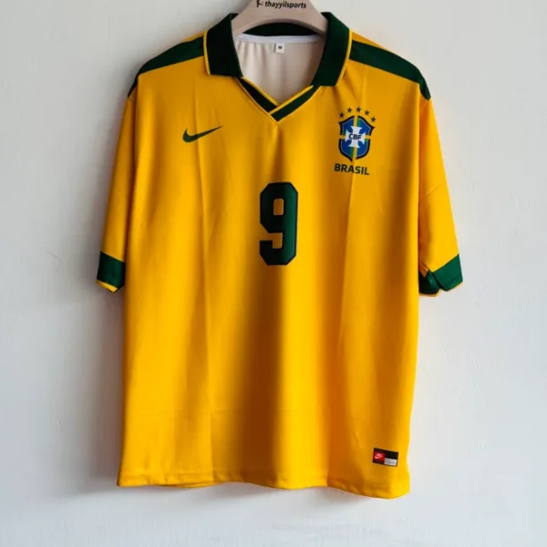 BRAZIL 1997 HOME KIT RONALDO FIVESLEEVE POLO