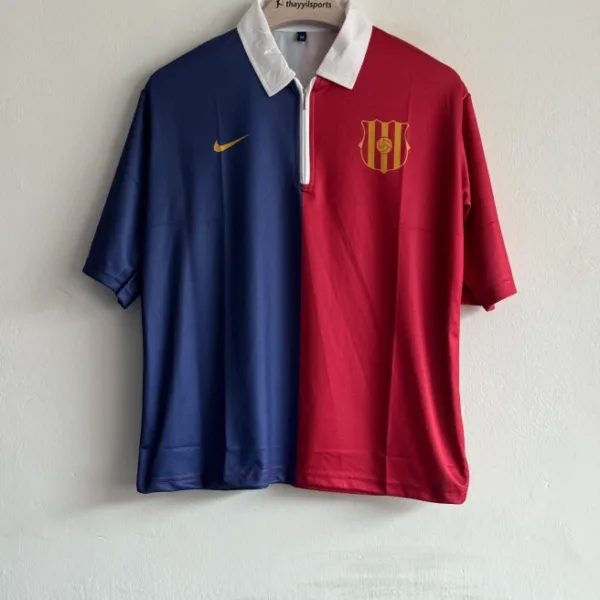 BARCELONA VINTAGE JERSEY FIVESLEEVE POLO WITH ZIP