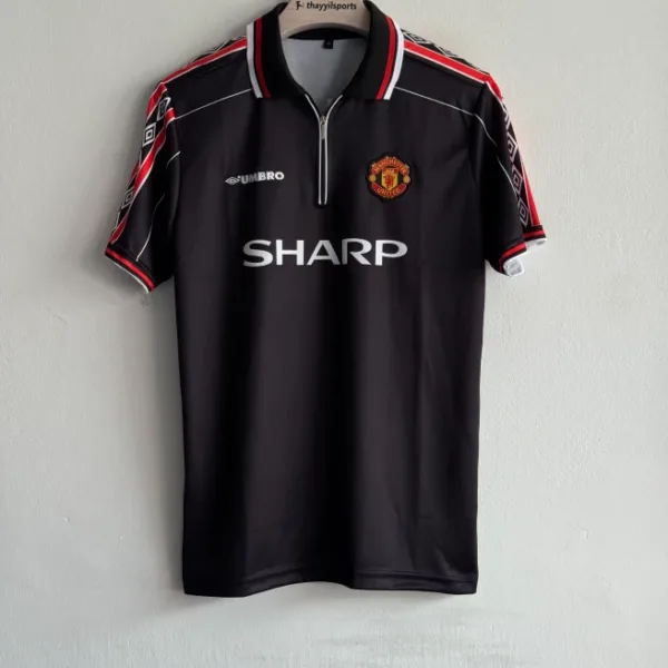 MANCHESTER UNITED 1998 BLACK KIT BECKHAM POLO EMBROIDERY