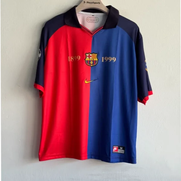 BARCELONA 1999-2000 HOME KIT GUARDIOLA FIVESLEEVE POLO EMBROIDERY