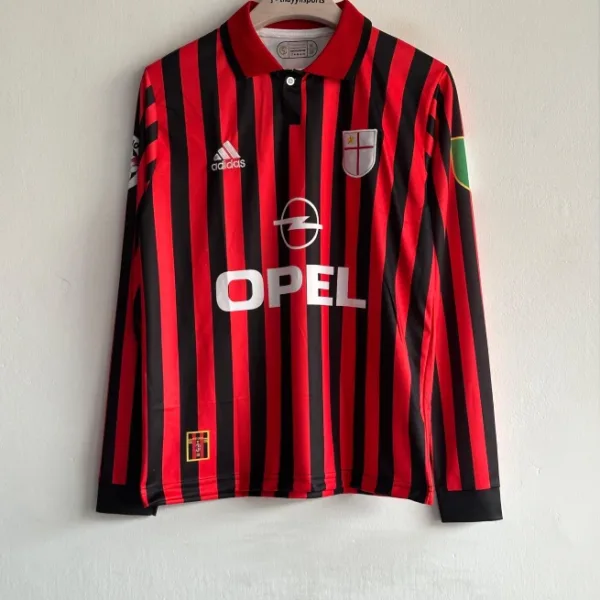 ACMILAN 1999-2000 HOME KIT WEAH FULLSLEEVE POLO EMBROIDERY