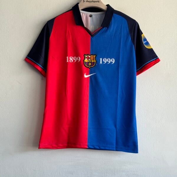 BARCELONA 1999-2000 HOME KIT PUYOL POLO EMBROIDERY