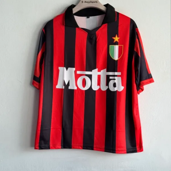 ACMILAN 1993-94 HOME KIT MALDINI FIVESLEEVE POLO