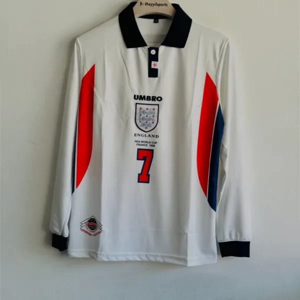ENGLAND 1998 HOME KIT BECKHAM FULLSLEEVE POLO EMBROIDERY