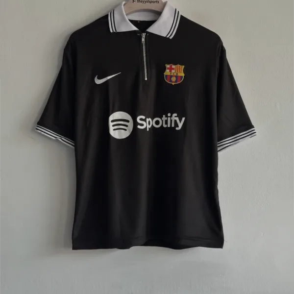 TSHIRT BARCELONA BLACK FIVESLEEVE POLO EMBROIDERY WITH ZIP