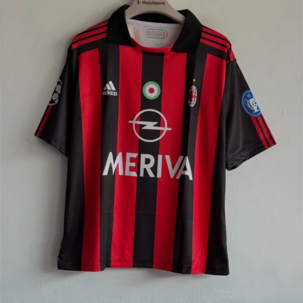 ACMILAN 2003-04 HOME KIT RUI COSTA FIVESLEEVE POLO EMBROIDERY