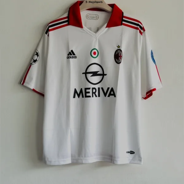 ACMILAN 2003-04 AWAY KIT MALDINI FIVESLEEVE POLO EMBROIDERY