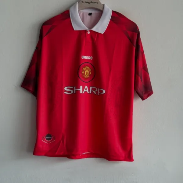 MANCHESTER UNITED 1996-97 HOME KIT BECKHAM FIVESLEEVE POLO EMBROIDERY
