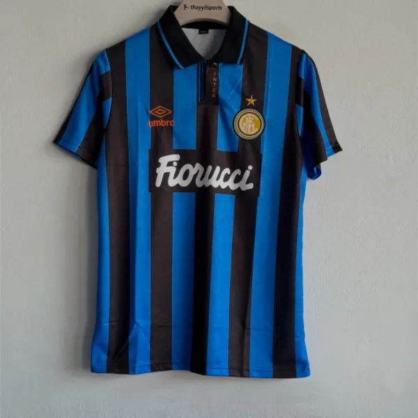 INTERMILAN 1992-93 HOME KIT BERGKAMP POLO EMBROIDERY PREMIUM