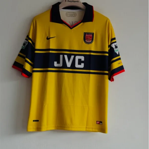 ARSANEL 1997-98 AWAY KIT BERGKAMP FIVESLEEVE POLO EMBROIDERY