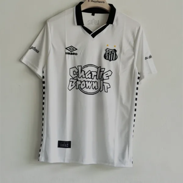 SANTOS X CHARLIE BROWN JR 1992 WHITE SPECIAL EDITION KIT NEYMER POLO EMBROIDERY PREMIUM