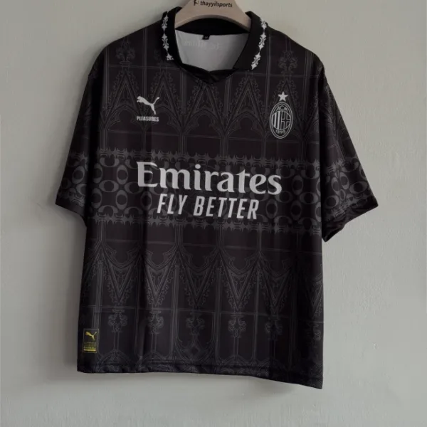ACMILAN X PLEASURE 23-24 FOURTH KIT BLACK KAKA FIVESLEEVE POLO