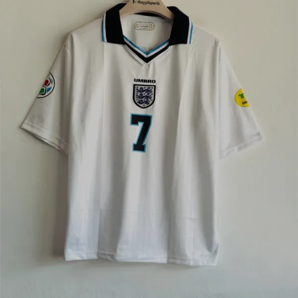 ENGLAND 1996 HOME KIT BECKHAM FIVESLEEVE POLO EMBROIDERY