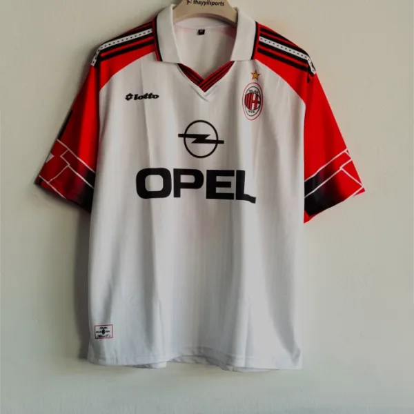 ACMILAN 1997-98 HOME KIT MALDINI FIVESLEEVE POLO