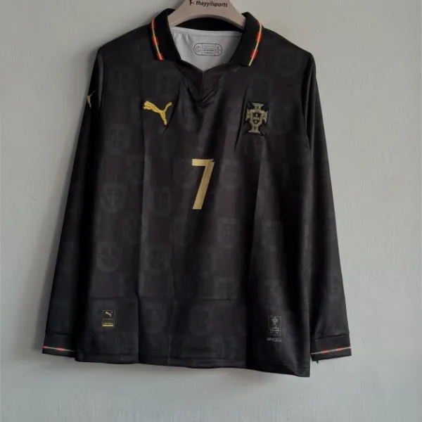 PORTUGAL 2026 BLACK KIT RONALDO FULLSLEEVE POLO EMBROIDERY