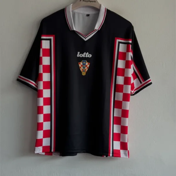 CROATIA 1998 BLACK KIT SUKER FIVESLEEVE POLO