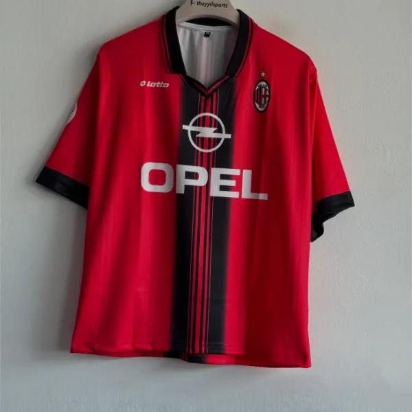 ACMILAN 1998-99 HOME KIT MALDINI FIVESLEEVE POLO