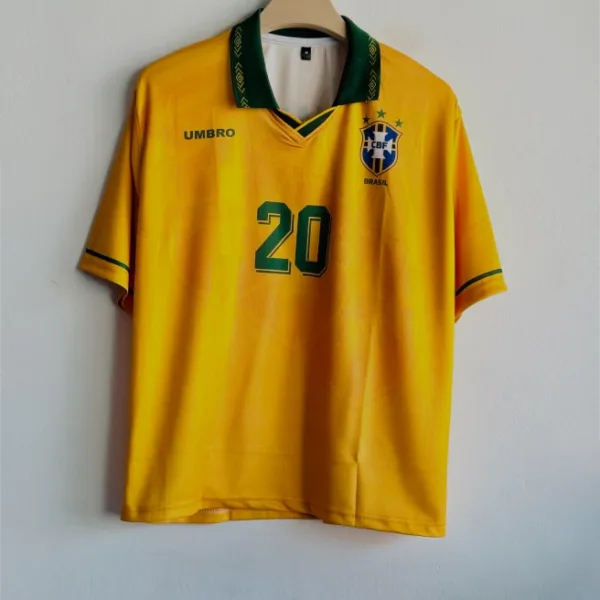 BRAZIL 1993-94 HOME KIT RONALDO FIVESLEEVE POLO