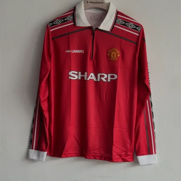 MANCHESTER UNITED 1998-99 HOME KIT BECKHAM FULLSLEEVE POLO EMBROIDERY