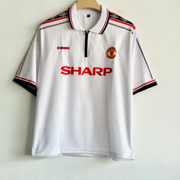 MANCHESTER UNITED 1998-99 THIRD KIT BECKHAM FIVESLEEVE POLO EMBROIDERY WITH ZIP