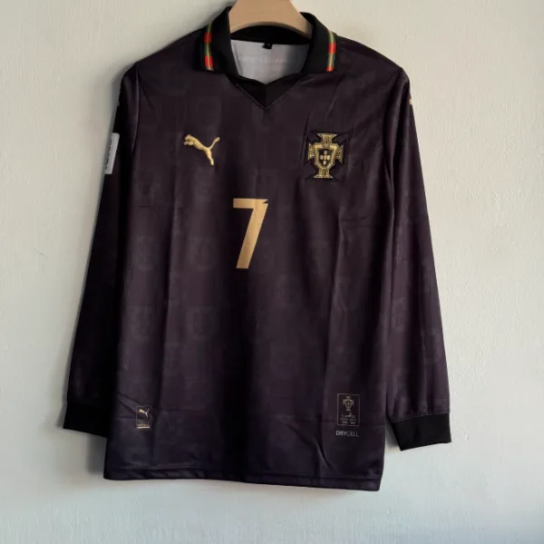 PORTUGAL 2026 BLACK KIT RONALDO FULLSLEEVE POLO EMBROIDERY PREMIUM