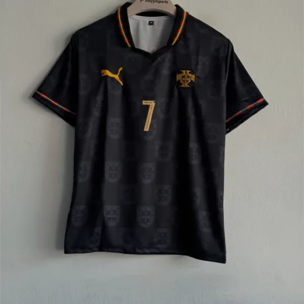 PORTUGAL 25-26 BLACK KIT RONALDO POLO EMBROIDERY
