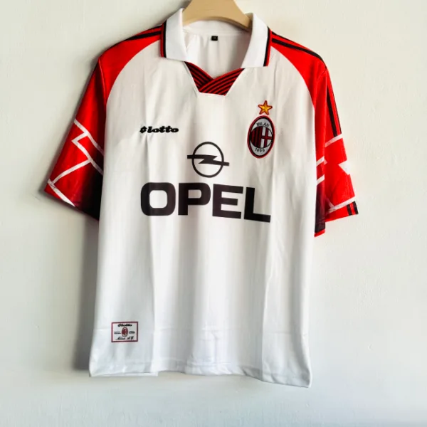 ACMILAN 1997-98 AWAY KIT MALDINI FIVESLEEVE POLO EMBROIDERY PREMIUM