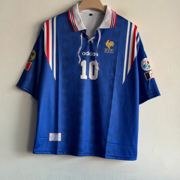FRANCE 1996 HOME KIT ZIDANE FIVESLEEVE POLO WITH ROPE