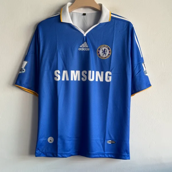 CHELSEA 2008-09 HOME KIT DROGBA FIVESLEEVE POLO EMBROIDERY PREMIUM